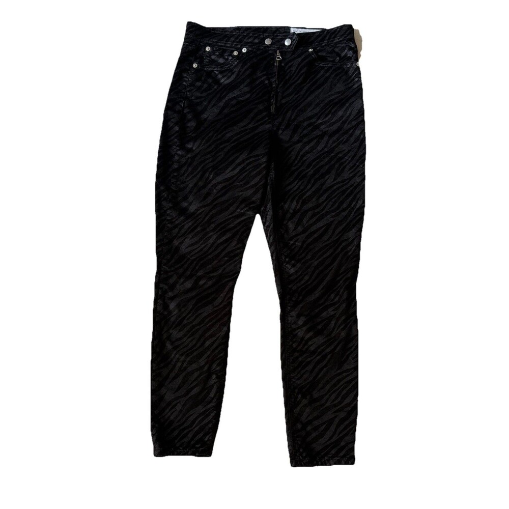 RAG & BONE NINA ZEBRA STRIPE HIGH RISE ANKLE SKINNY BLACK JEAN SIZE 29